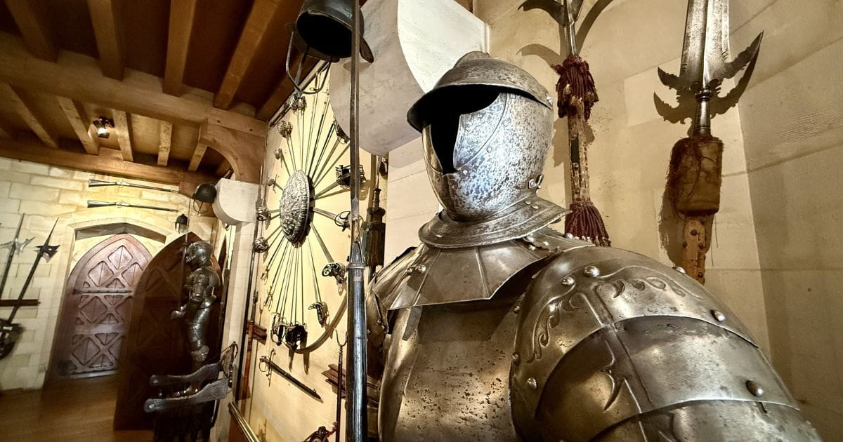 Suit of armour inside Arundel Castle history day trip