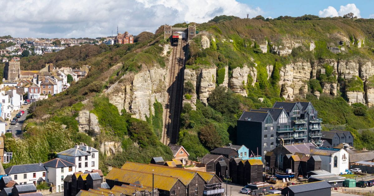 East Hill Cliff Railway Hastings funicular overlooking the sea