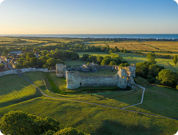 Aerial view of Pevensey Castle