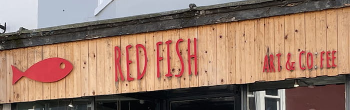 Closeup of Red Fish shopfront