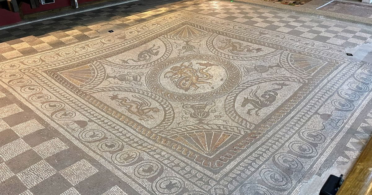 Moasic floor at Fishbourne Roman Palace