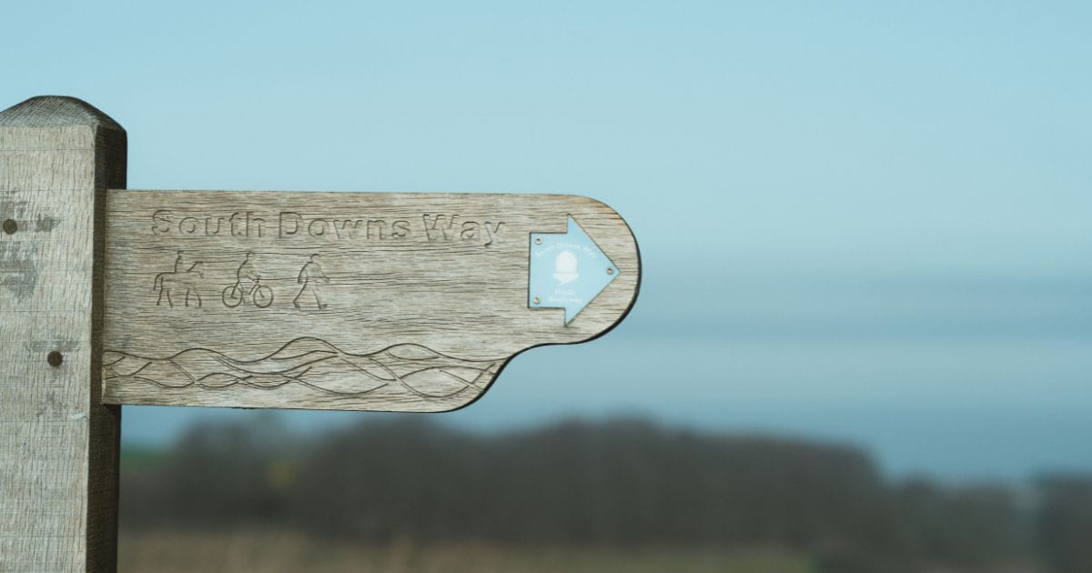 Waymark sign on the South Downs Way