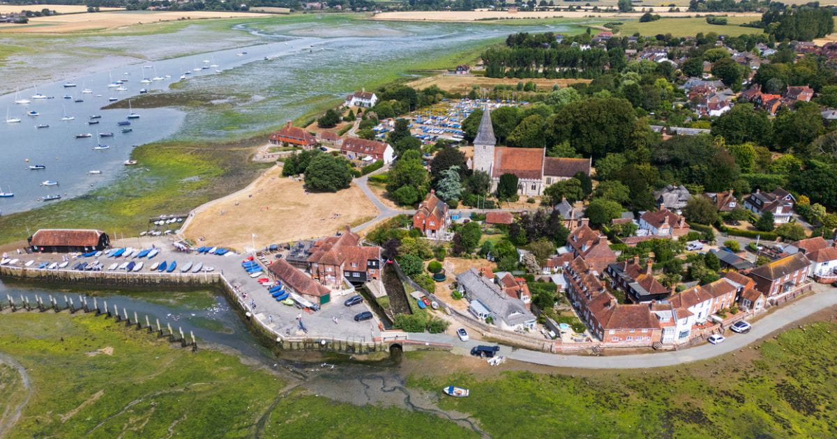 Aerial view of historic Sussex village of Bosham