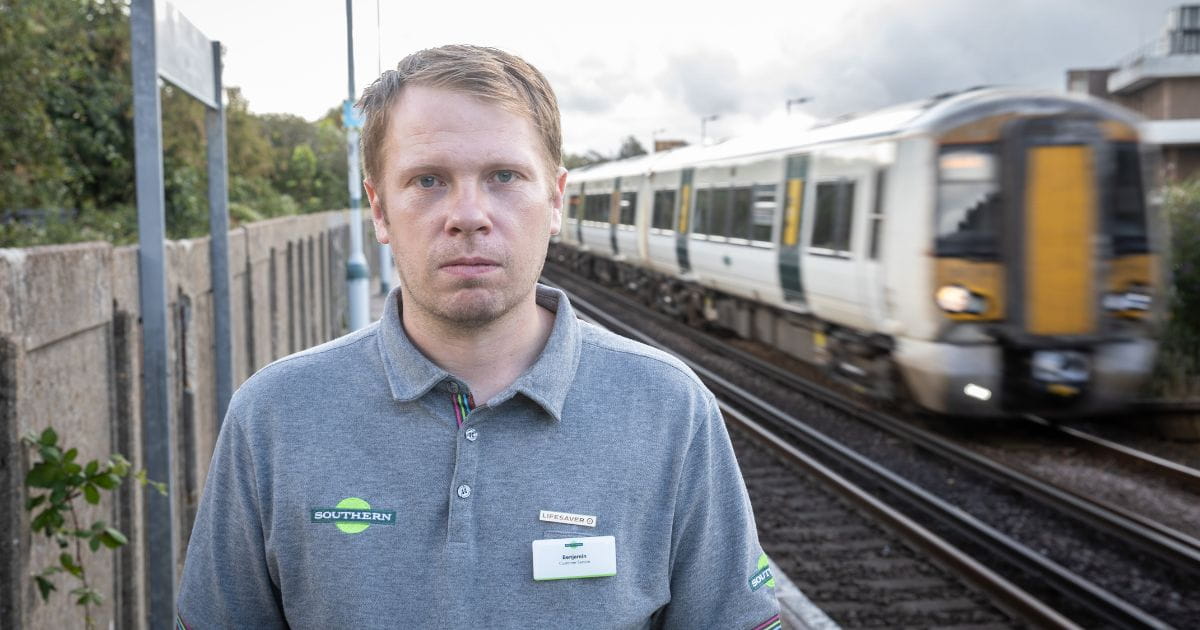 Southern Railway train with customer service colleague Benjamin