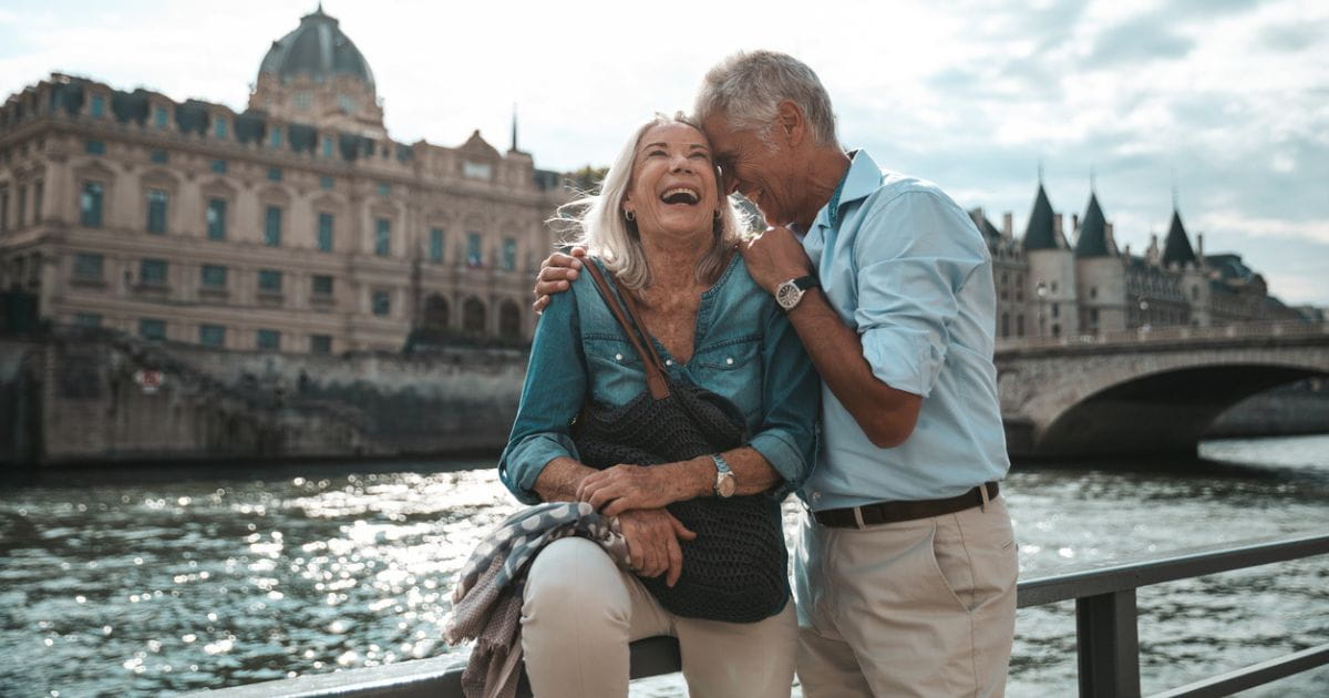 European city break older couple in Paris France