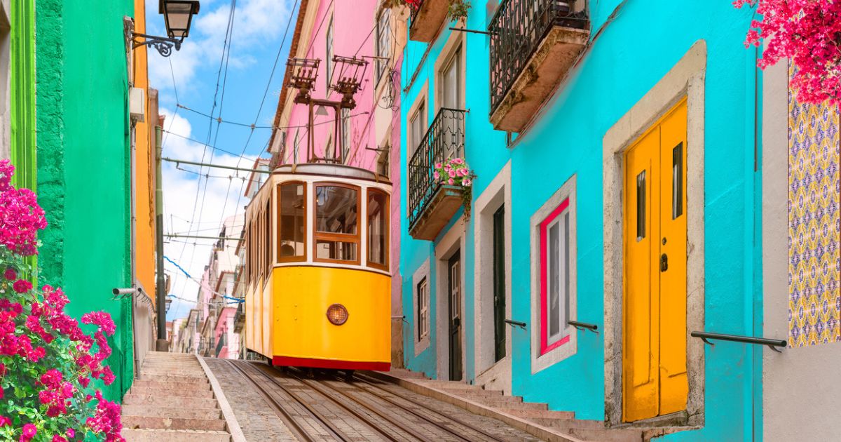 Portugal colourful street summer holiday