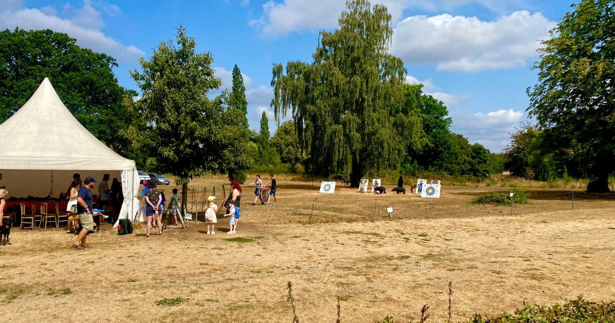 Archery field games knights at Hever Castle summer family kids