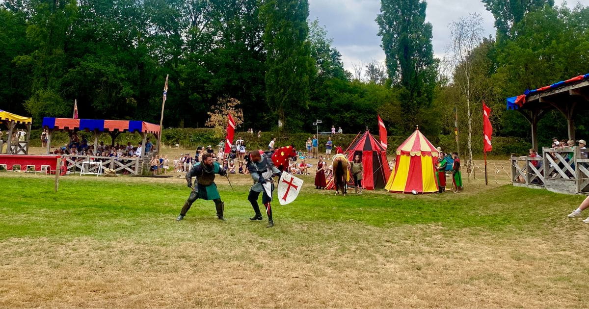 Historic reenactments at Hever Castle in summer jousting medieval