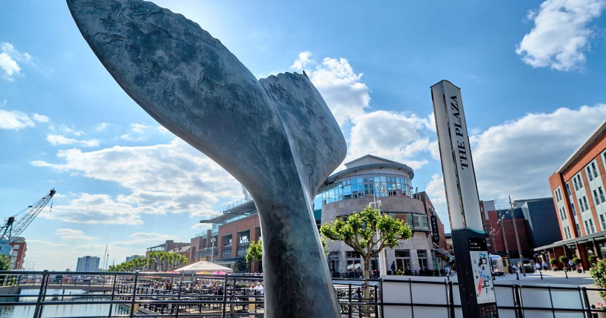 Whale statue exhibition art culture Portsmouth