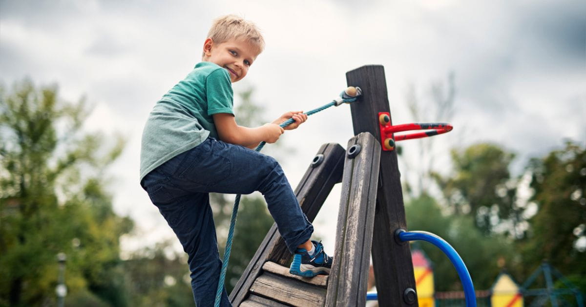 Child playing in playground